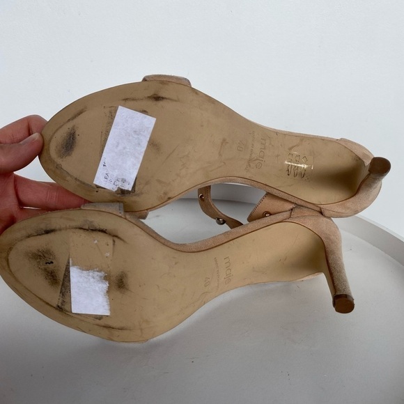 MAJE Suede Gold & Silver studded Neutral sandal heels Womens size EU 40 - Picture 12 of 15